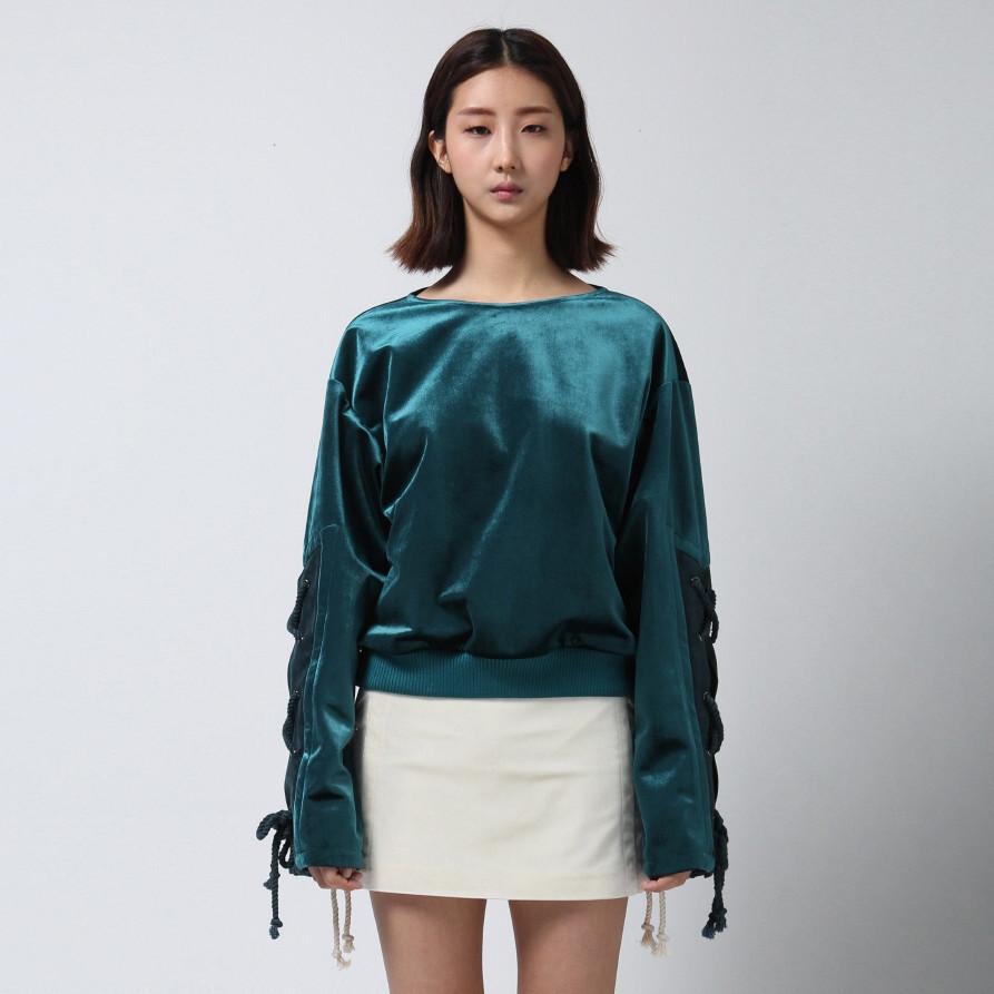 Braided Long Sleeve Velvet Top