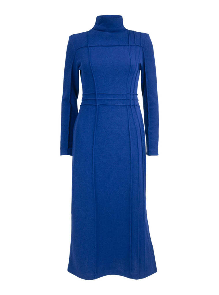 Blue Right Angle Jersey Long Dress 1