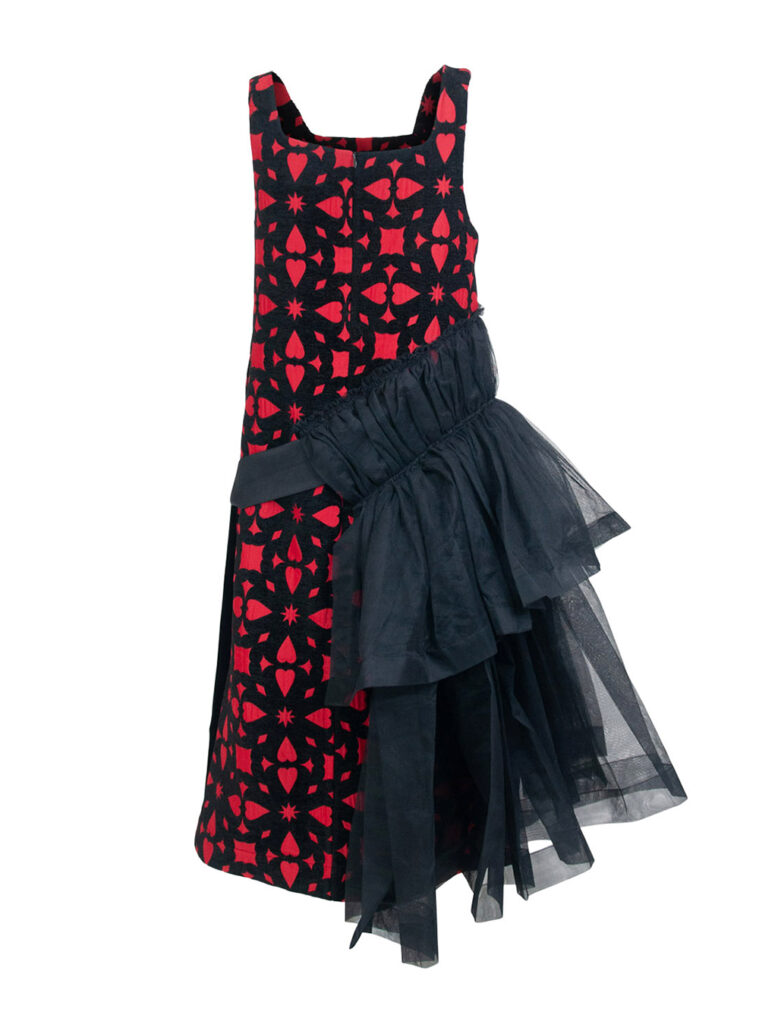 Ruffle Asymmetrical Dress in Black and Red