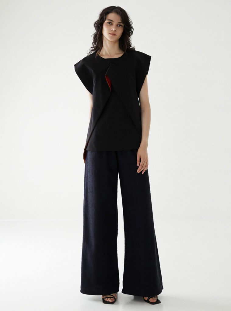 Black Top with Contrast Panel by Sean Sheila - societyA