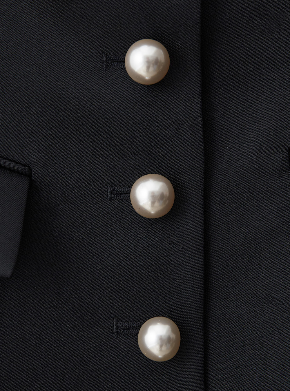 Pearl Buttons Wool-Blend Bustier Mini Dress in Black - By