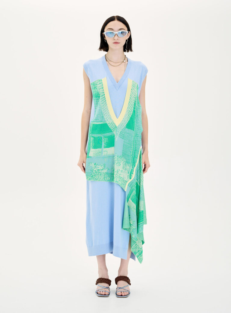 Shobu Window Print Oversized Tank Dress in Airway Blue by PH5 - societyA