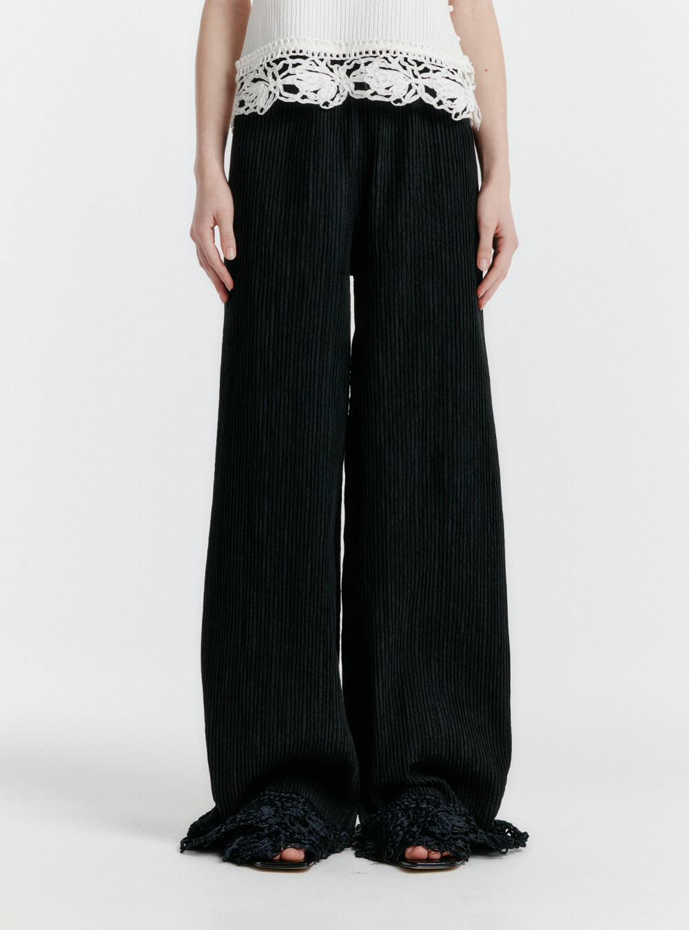 TYPESERVICE ■ Lace Trim Strap Pants MUSINSA | TYPESERVICE Lace Trim Strap Pants [Black]