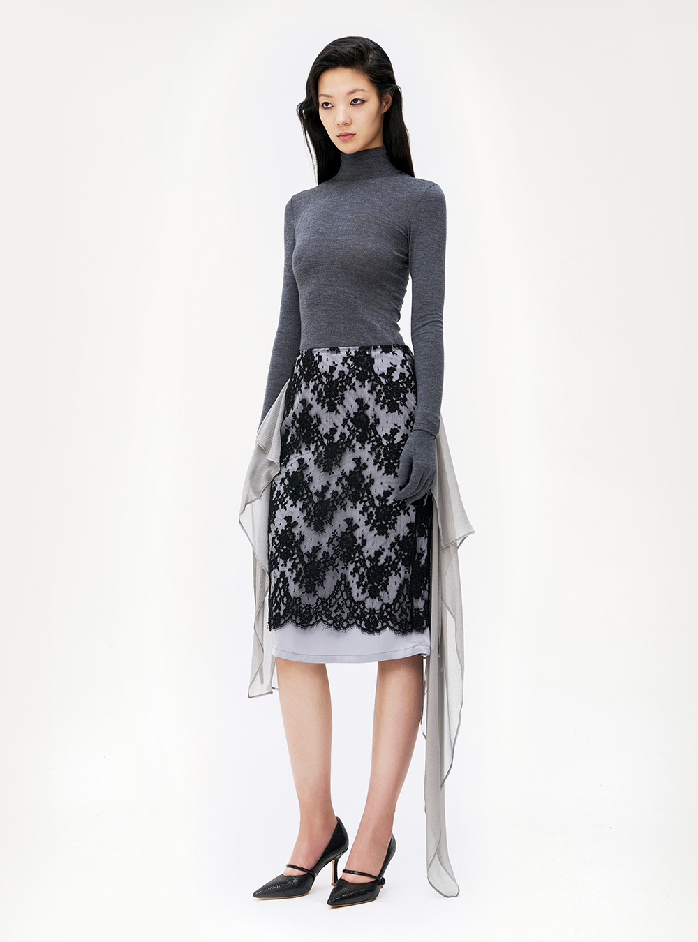 【U LAN】Lopi Skirt Layered Nylon Pants Juun.J NYLON SKIRT LAYERED PANTS – 082plus