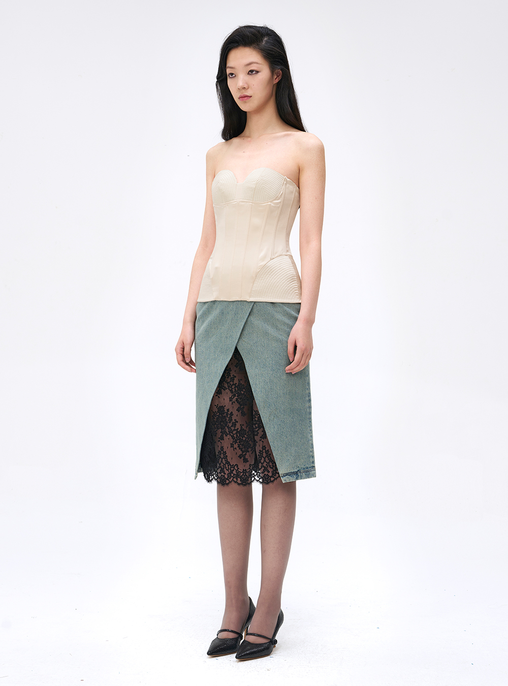 Amazon.com: SHYMMUO Women's Lace Sleeved Beige Corset Top