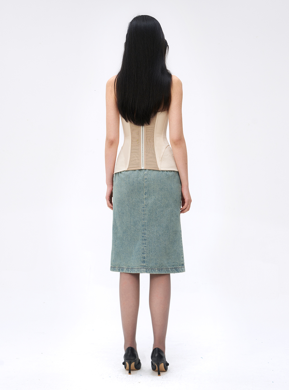 Beige Silk Satin Corset Top by Louis Shengtao Chen - societyA Beige Silk Satin Corset Top by Louis Shengtao Chen - societyA
