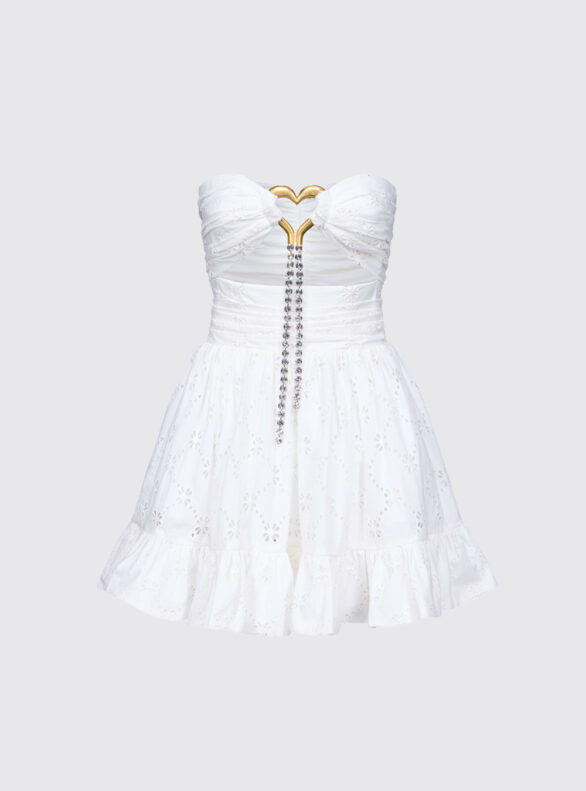 Broderie Anglaise Heart Draped Mini Dress