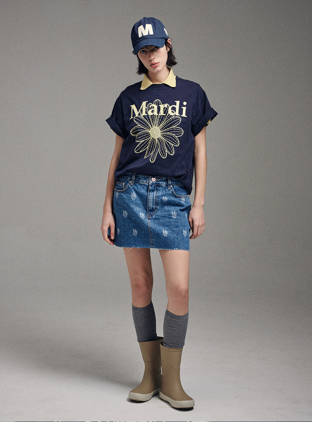 Mardi Mercredi☆CAP M Cap M Satin in Navy Lemon by Mardi Mercredi - societyA