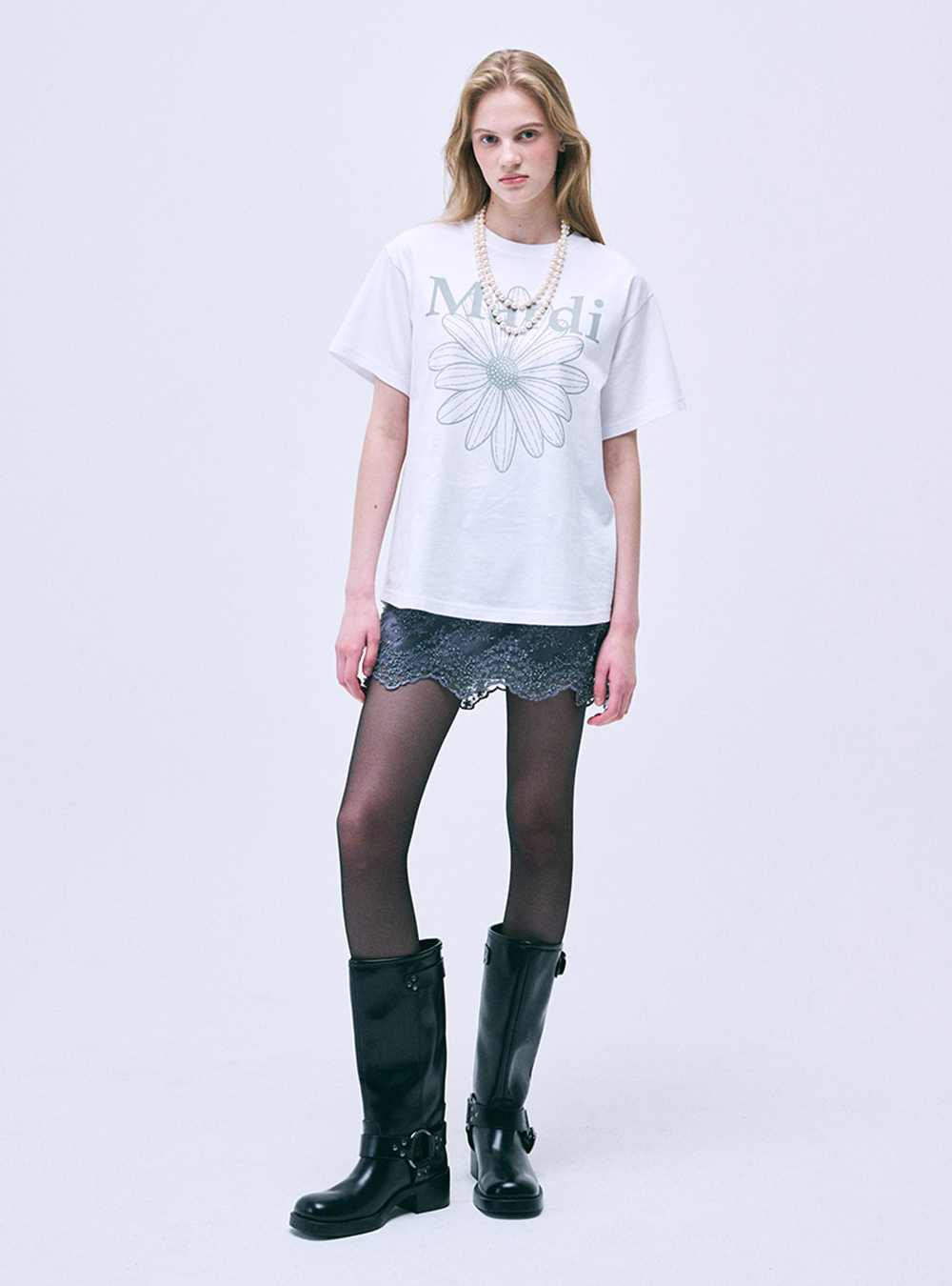 ●Mardi Mercredi●UNISEX TSHIRT FLOWERMARDI_GREY IVORY UNISEX TSHIRT FLOWERMARDI_GREY IVORY - MARDI MERCREDI