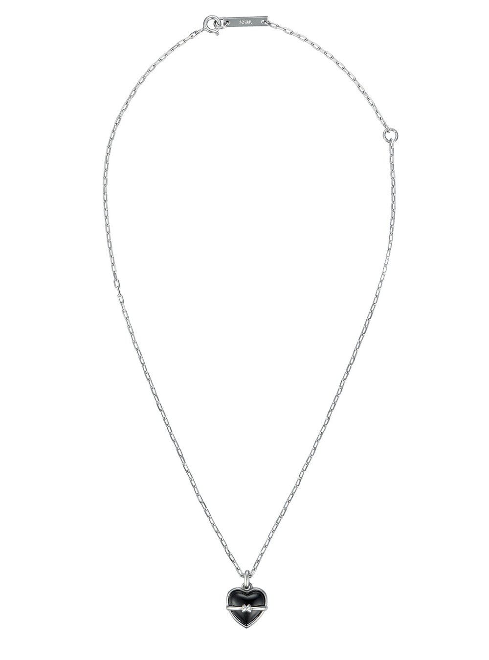 【SSIL】Black Logo Pendant Black Stone Heart Pendant by SSIL - societyA