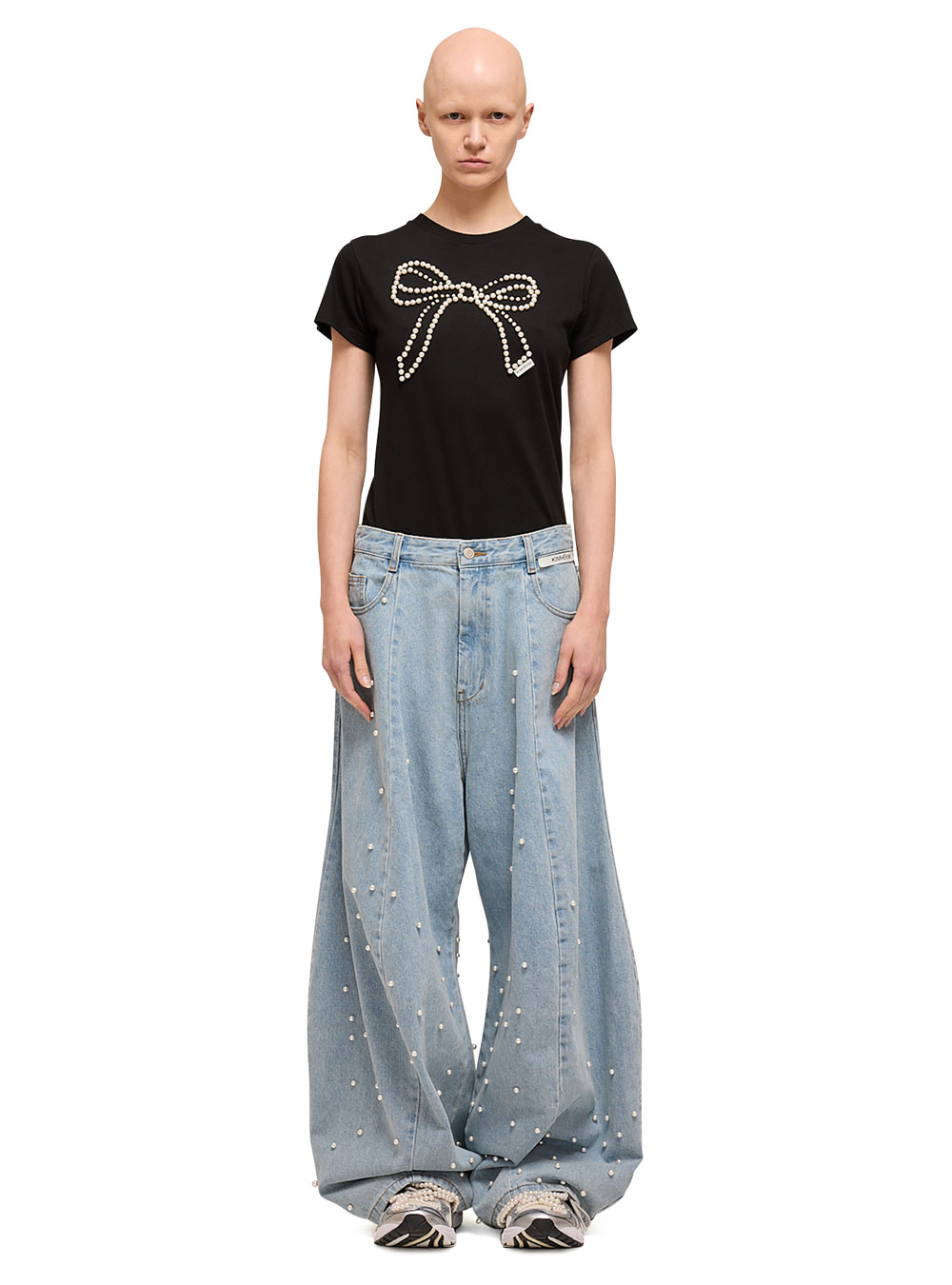 Bicolor Bow Collarless Cropped Jacket - By KIMHEKIM societyA 