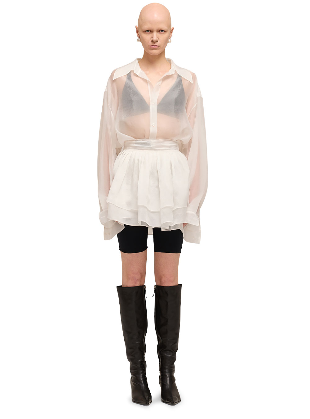 KIMHEKIM ■ Bicolor Logo Printed Rolled Up Mini Skirt_BE Paneled Mini Skirt With Bicolor Bows - By KIMHEKIM societyA