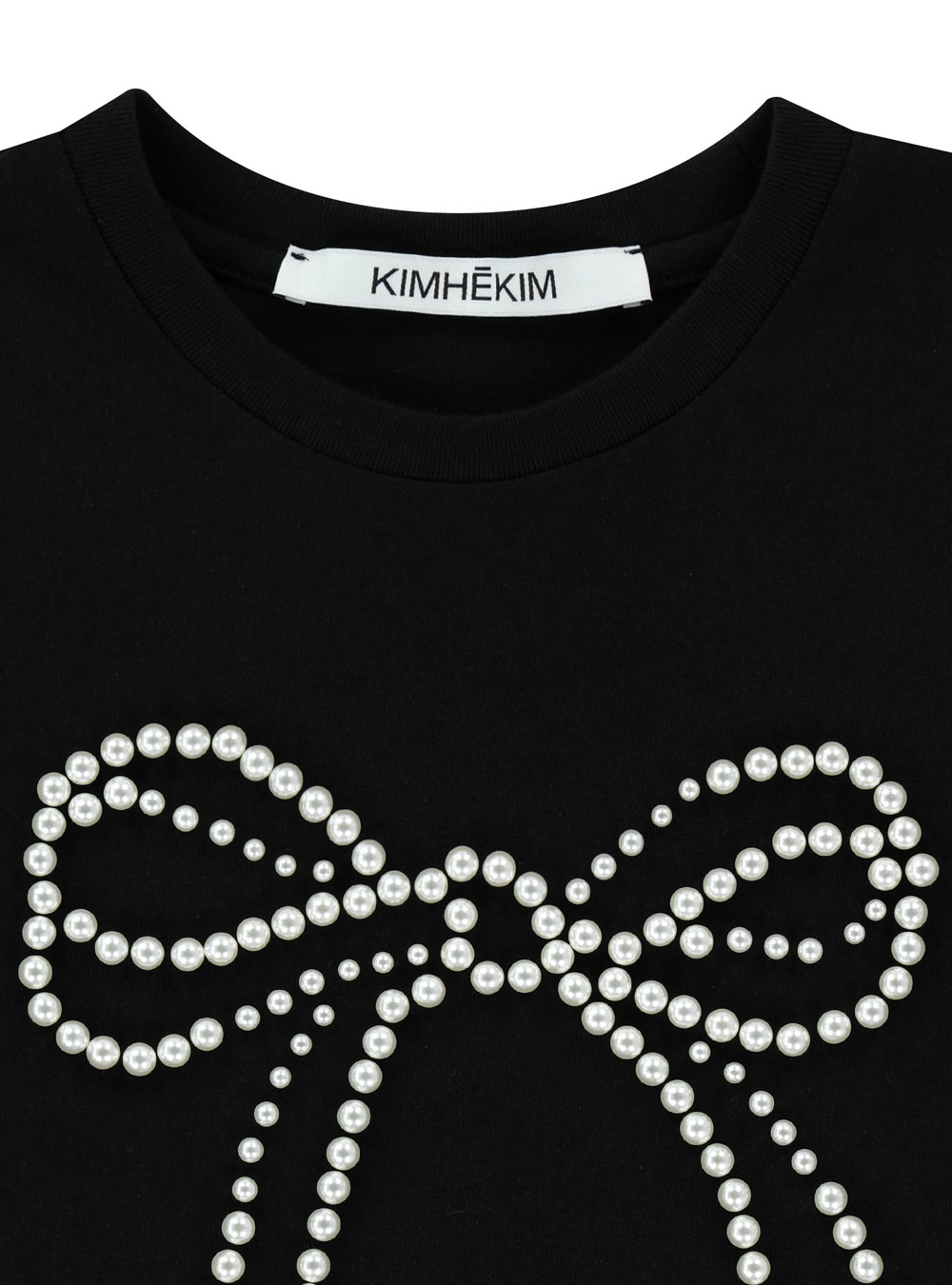 【KIMHEKIM】Pearl Embellished Bow Slim T-Shirt ★送料関税込 Pearl Embellished Bow Slim T-Shirt by Kimhekim - societyA