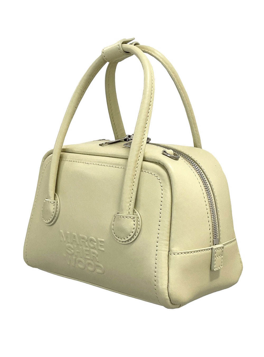 Belted Hobo Medium Cream Glossy Plain by MARGESHERWOOD
