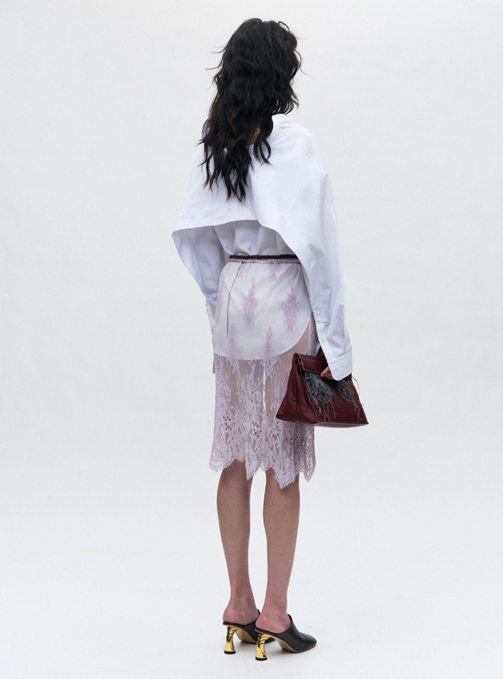 Light Purple Lace Sheer Skirt by Jacques Wei - societyA