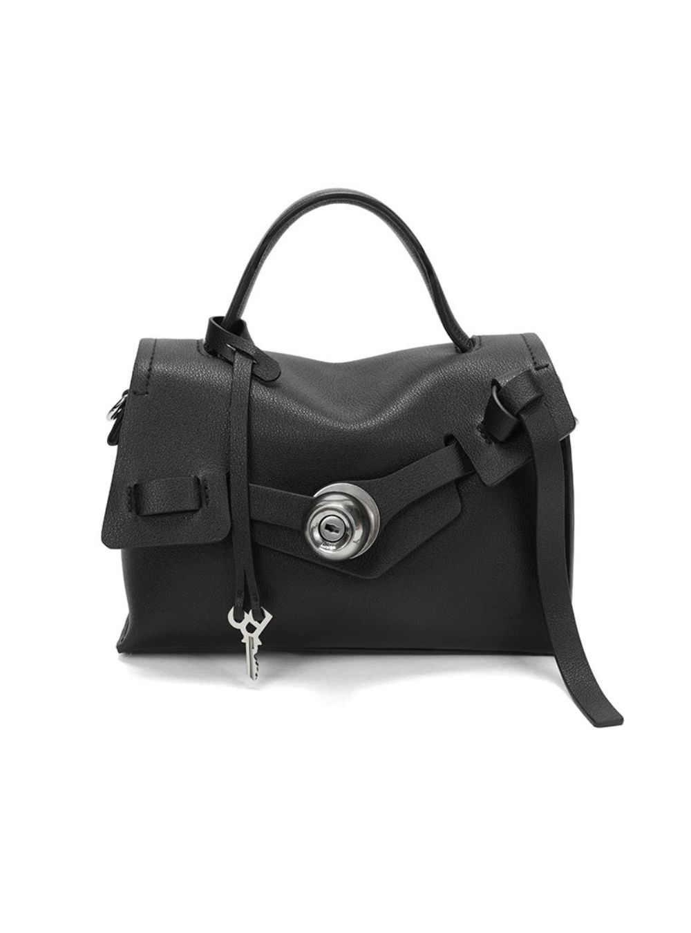 PabePabe Knob Bag Mini in Black, front view