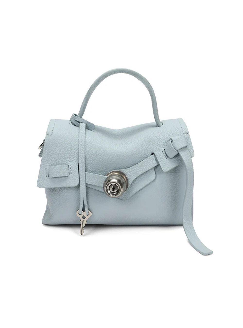 PabePabe Knob Bag Mini in Smog Blue, front view